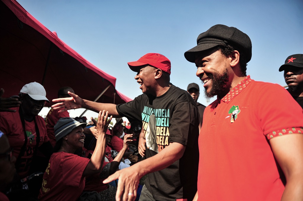 EFF leader Julius Malema greets pensioners after 