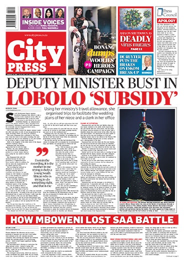 City Press front page: January 26 2020