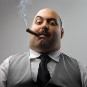Fat man smoking from Shutterstock