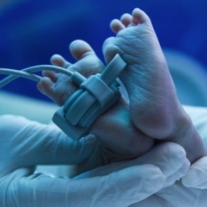Premature baby in incubator from Shutterstock