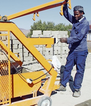 Batshwane Simon Motloung, the owner of the TPO Blocks Manufacturing and Project in Tsheseng Village in Qwaqwa Picture: Tladi Moloi 
