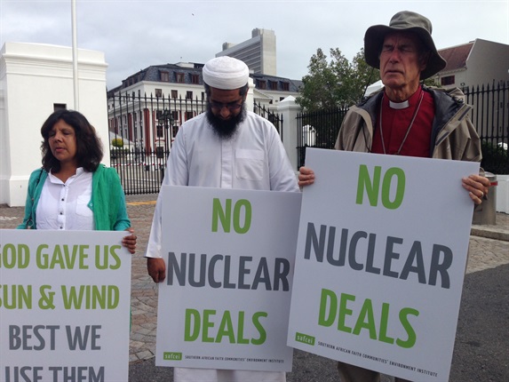 Bishop Geoff Davies, the patron of Safcei (SA Faith Communities' Environment Institute), said they had been protesting and praying outside Parliament since last year, when news emerged that Zuma had allegedly struck a deal with the Russians to build nuclear power stations, that could cost the country R1trn. <br />