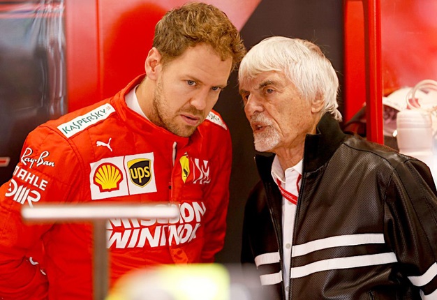Bernie Ecclestone (right) and Sebastian Vettel. Image: TeamTalk