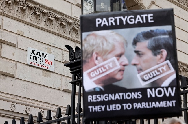 Protesters called on the politicians to resign following the Partygate scandal. (PHOTO: Getty/ Gallo Images)