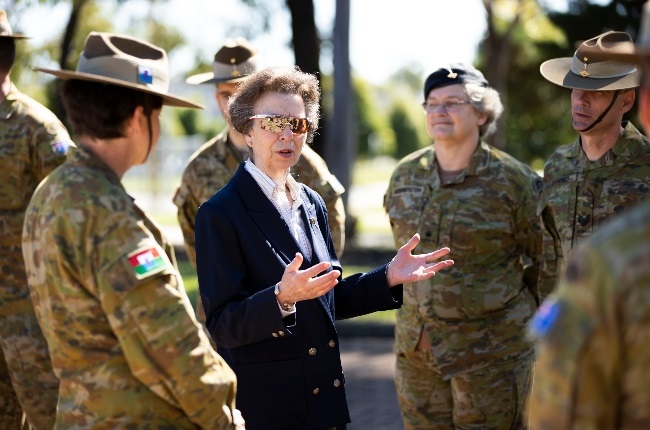 Princess Anne in talks with an Australian Army soldier