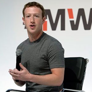 Facebook CEO Mark Zuckerberg speaks during a conference at the Mobile World Congress in Barcelona. (Manu Fernandez, AP)