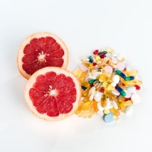 Grapefruit and supplements from Shutterstock