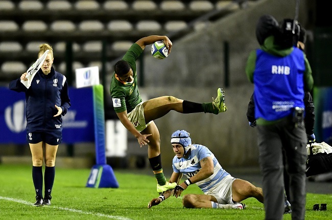 Junior Bok wing Michael Annies in action against Argentina in 2023. (Ashley Vlotman/Gallo Images)
