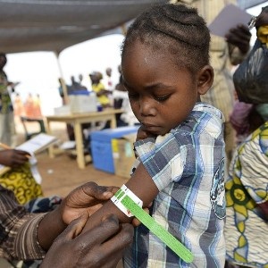 A girl being assessed as part of the Doctors Without Borders vaccination programme in Bangui, Central African Republic.
