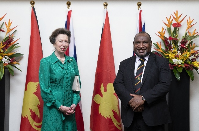 Princess Anne with Papua New Guinea's prime minist