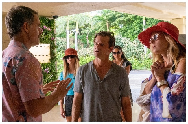 Holiday vibes (from left): hotel manager Armond (Murray Bartlett) tries to deal with demanding guests Olivia (Sydney Sweeney), Mark (Steve Zahn), Paula (Brittany O’Grady) and Nicole (Connie Britton) in The White Lotus. (PHOTO: Pallogram)