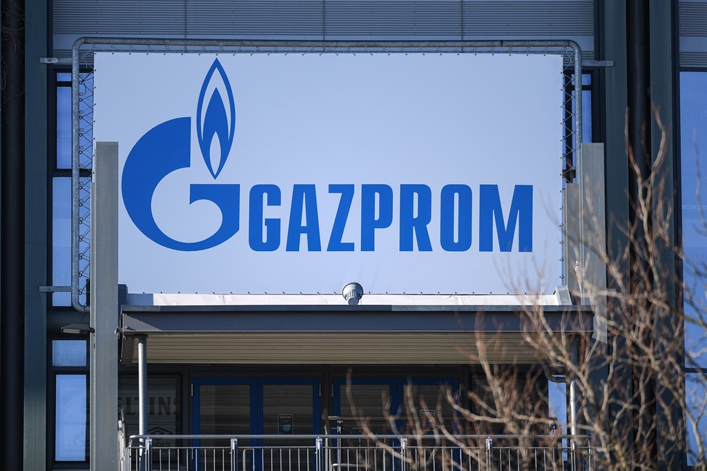 GELSENKIRCHEN, GERMANY - FEBRUARY 28: Gazprom adve