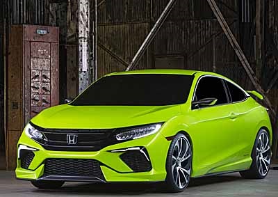 <b>UNMISSABLE CAR:  </b>  Honda has sent tongues wagging with its luminous lime-coloured Civic Concept. <em> Image: Honda </em>