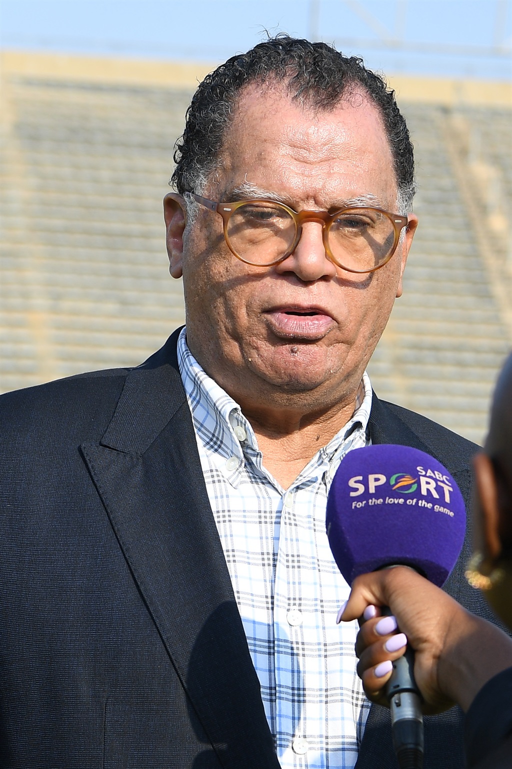PRETORIA, SOUTH AFRICA - DECEMBER 06: Danny Jordaan during the Hollywoodbets Super League match between Mamelodi Sundowns Ladies and TS Galaxy Queens at Lucas Moripe Stadium on December 06, 2023 in Pretoria, South Africa. (Photo by Lefty Shivambu/Gallo Images)