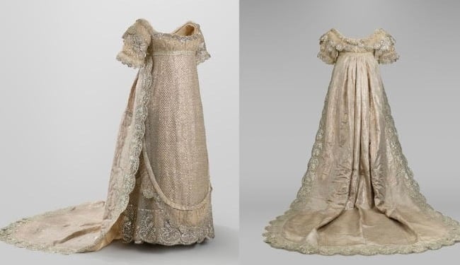 Princess Charlotte's wedding gown. Screenshot via (The Royal Collection Trust)