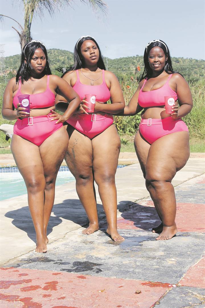 Curvish Queens Bridgette Maluleka, Kamogelo Baloyi and Prudence Sekhudu say plus-size women should be confident in their bodies. Photo by Thokozile Mnguni