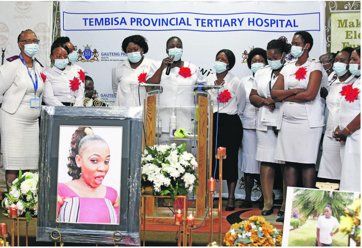 Family and friends during the memorial service of slain nurse Lebo Monene.         Photos by Gallo Images/Luba Lesolle