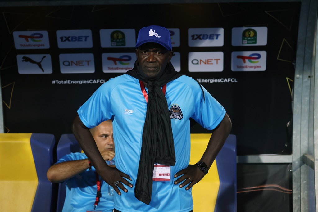 CAIRO, EGYPT - APRIL 26: Head coach Lamine NDiyae of TP Mazembe during an African Champions League semi-finals match between Al Ahly of Egypt and TP Mazembe of DR Congo on April 26, 2024 in Cairo, Egypt.(Photo by MB Media/Getty Images)
