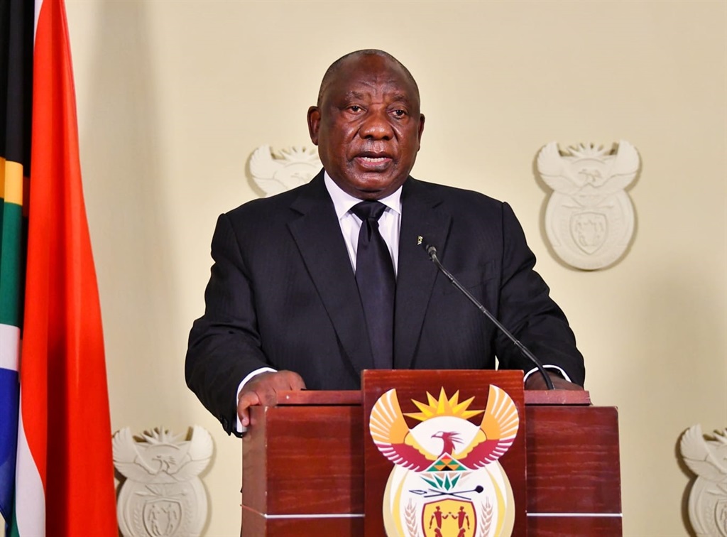 President Cyril Ramaphosa addresses the nation on the government’s response to catastrophic floods which have devastated parts of KwaZulu-Natal and Eastern Cape. Photo by Jairus Mmutle/GCIS
