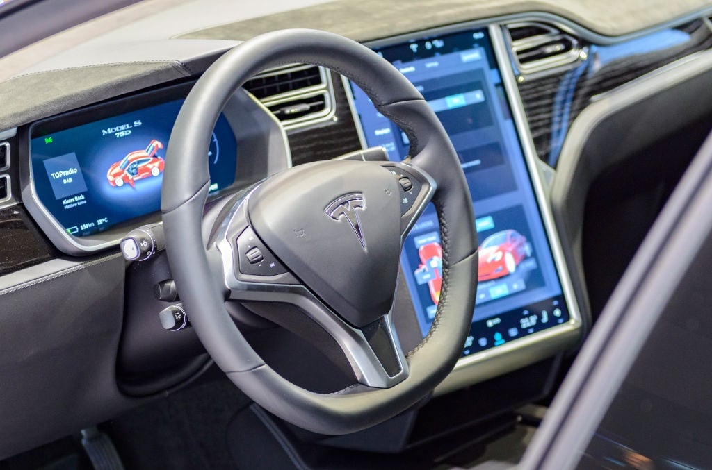 Inside a Tesla car.