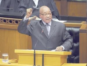Former president Jacob Zuma responds to debate on his state of the nation address, in the National Assembly.