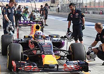 <b>IS RED BULL FADING AWAY?</b> Daniel Ricciardo in the pits during the April 2015 Formula 1 GP weekend. Might, however, the Red Bull team disappear in the near future? <i>Image: AFP / Rayez Nureldine</i>