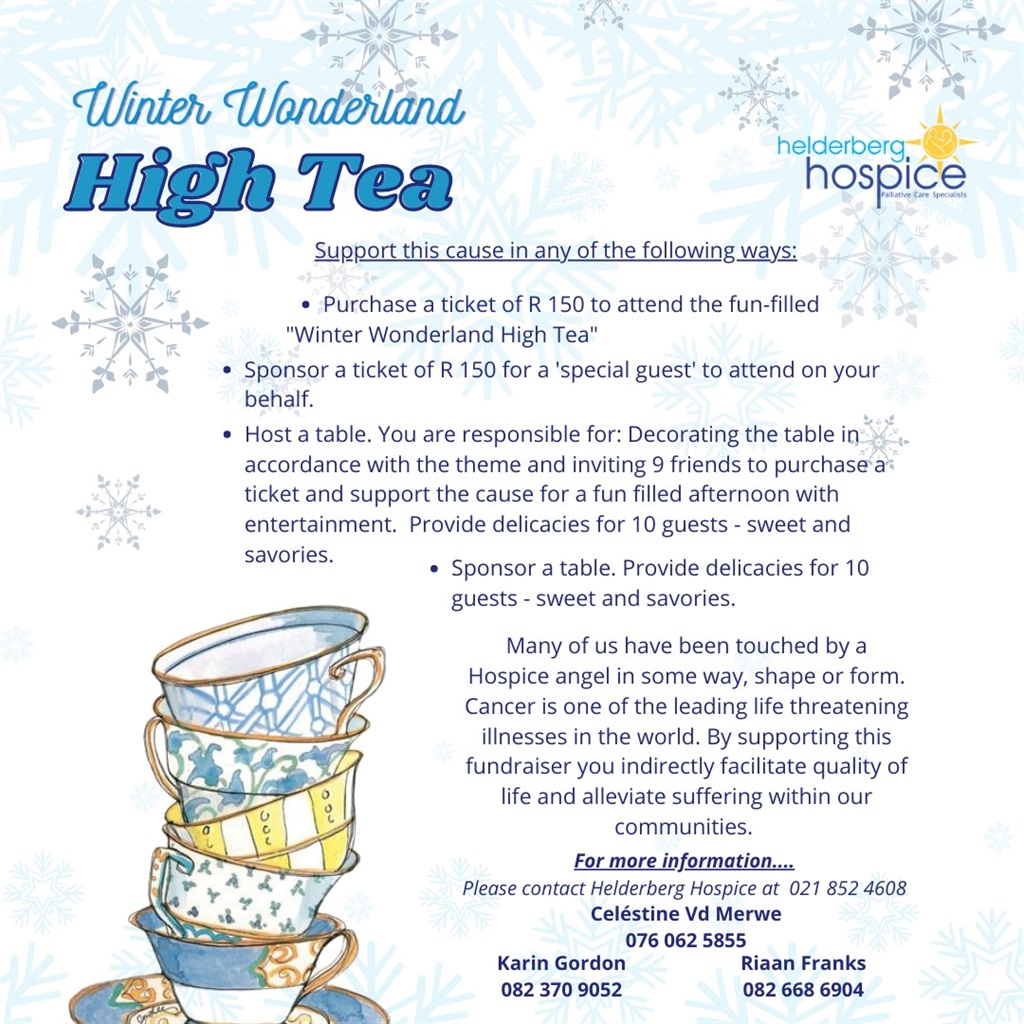 Support high tea, help gravely ill experience dignity, peace