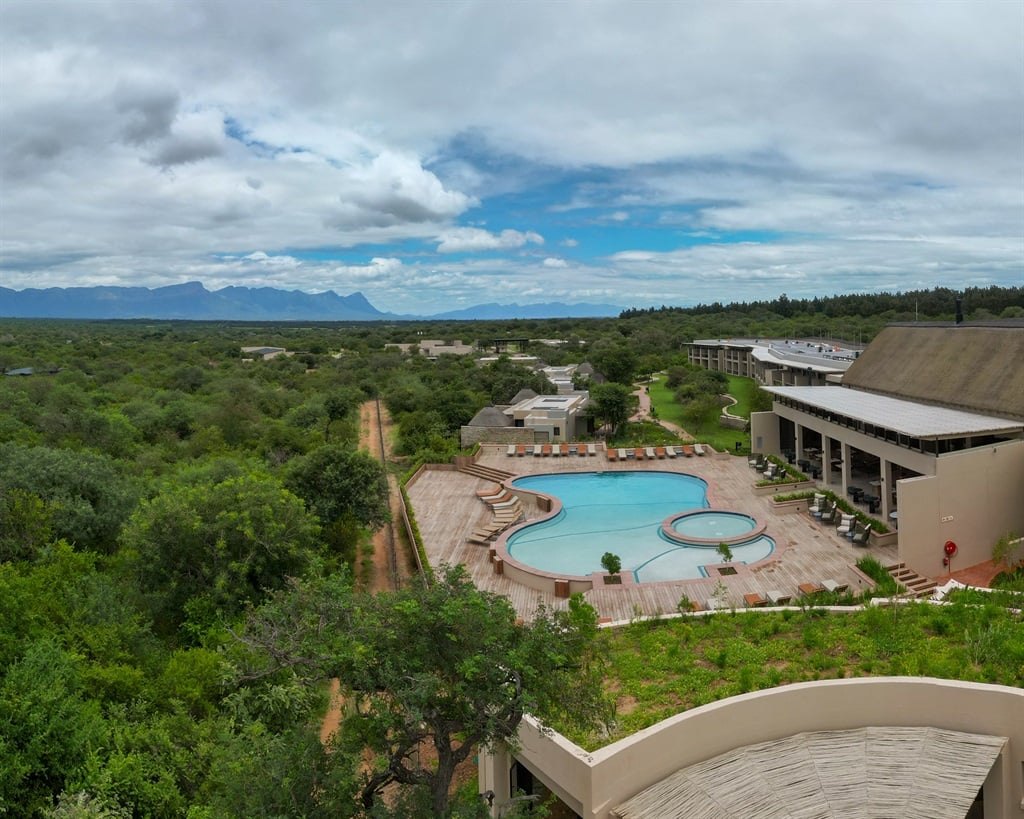 The main swimming pool and terrace of the new Raddisson Safari Hotel in Hoedspruit
