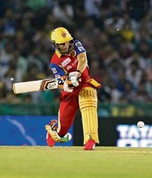 AB de Villiers of the Royal Challengers Bangalore bats during match 50 of the Pepsi IPL this year against the Kings XI Punjab. Picture: Deepak Malik/ SPORTZPICS/IPL