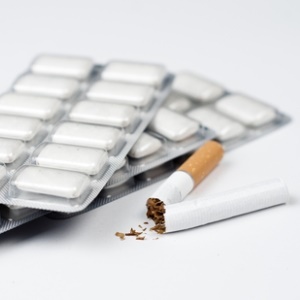 Nicotine gum vs. cigarettes from Shutterstock