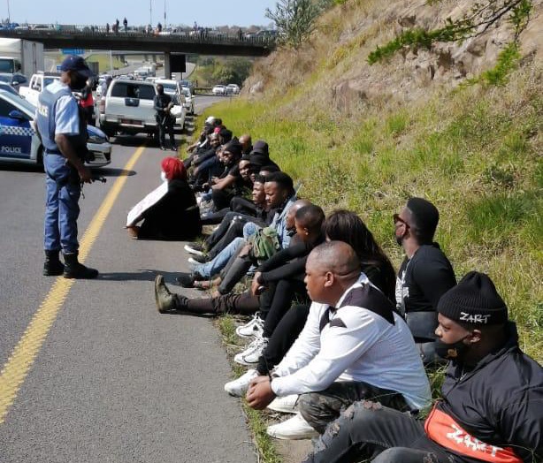 A few popular artists were rounded up by the police after their protest on the N3 Highway in Durban. Picture: Supplied