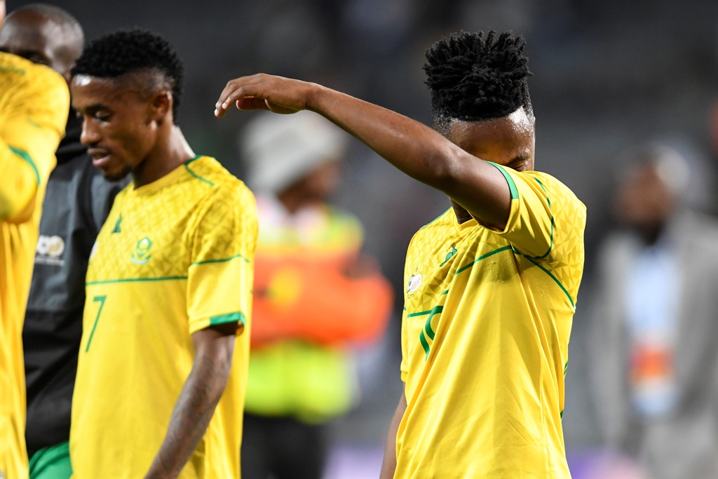 Cassius Mailula of South Africa looks dejected during the 2023 Africa Cup of Nations qualifier match between South Africa and Liberia at Orlando Stadium on March 24, 2023 in Johannesburg, South Africa. 