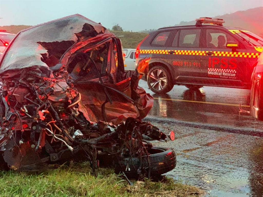 The wreckage following a fatal crash in KwaZulu-Natal on Sunday. 