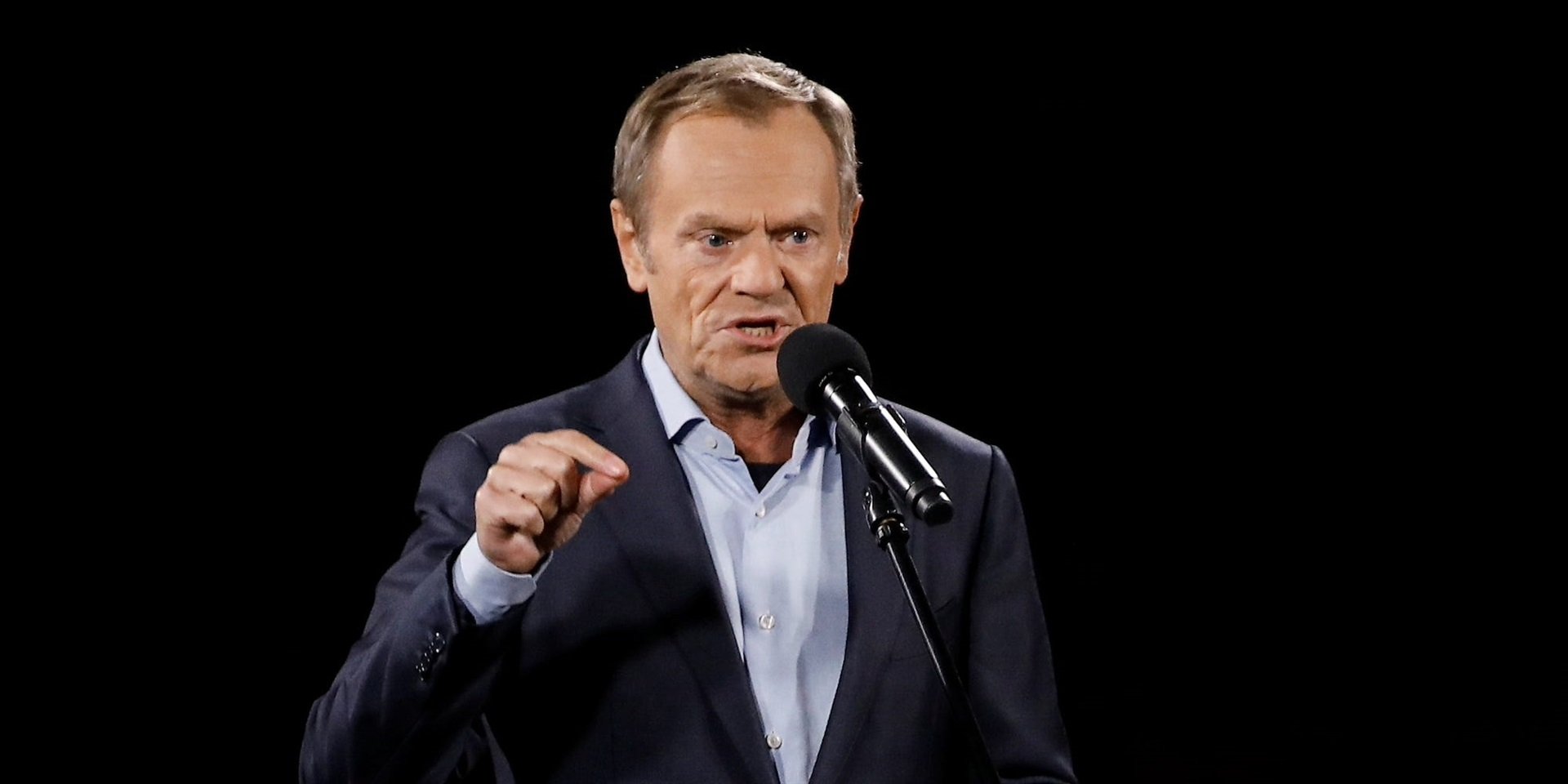 Donald Tusk speaking at a rally in 2021. (Kacper Pempel/Reuters)