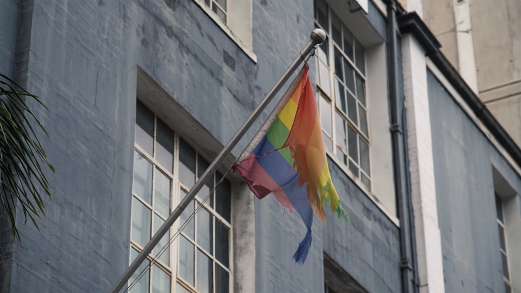 A pride flag in Cape Town's Roeland Street. 