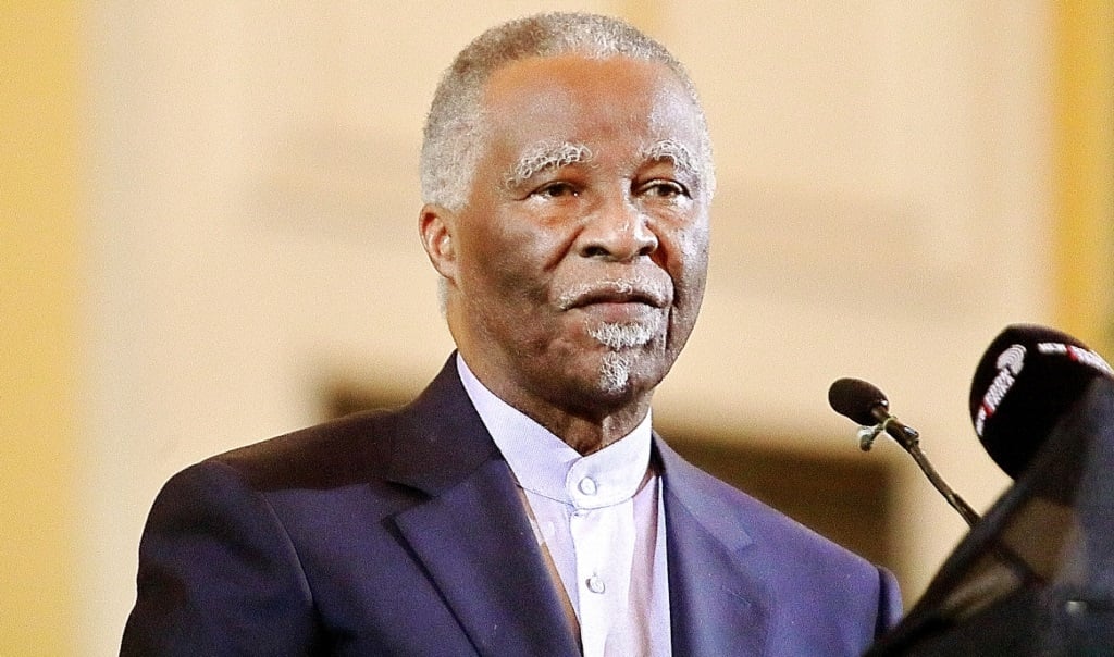 Thabo Mbeki is seen at the memorial service of ANC Deputy Secretary-General, Yasmin Jessie Duarte at Joburg City Hall in Johannesburg.