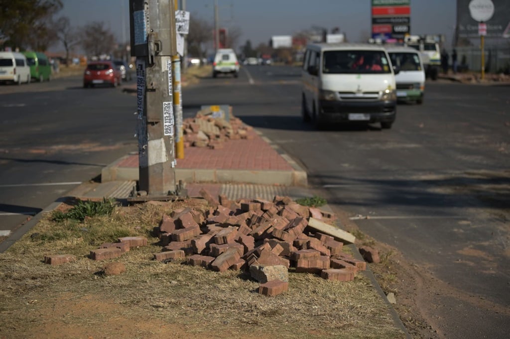 Protesters in Pimville, Soweto, removed the paving