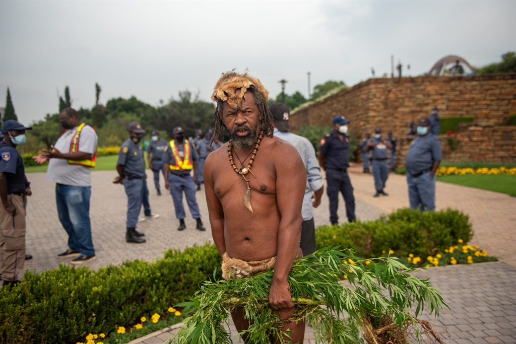 King Khoisan SA is arrested by South African police for dagga possession on January 12 2022 in Pretoria. Photo: Gallo Images/Alet Pretorius
