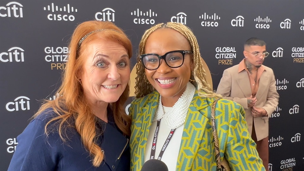 Sarah Ferguson, Duchess of York, jumps into an interview at the Global Citizen NOW Summit, to praise Lungi Morrison and South Africa. (Supplied/Jen Su)