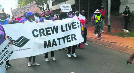 SAA workers picketing in Tshwane on Tuesday against looming retrenchments.                Photo by Kgomotso Medupe