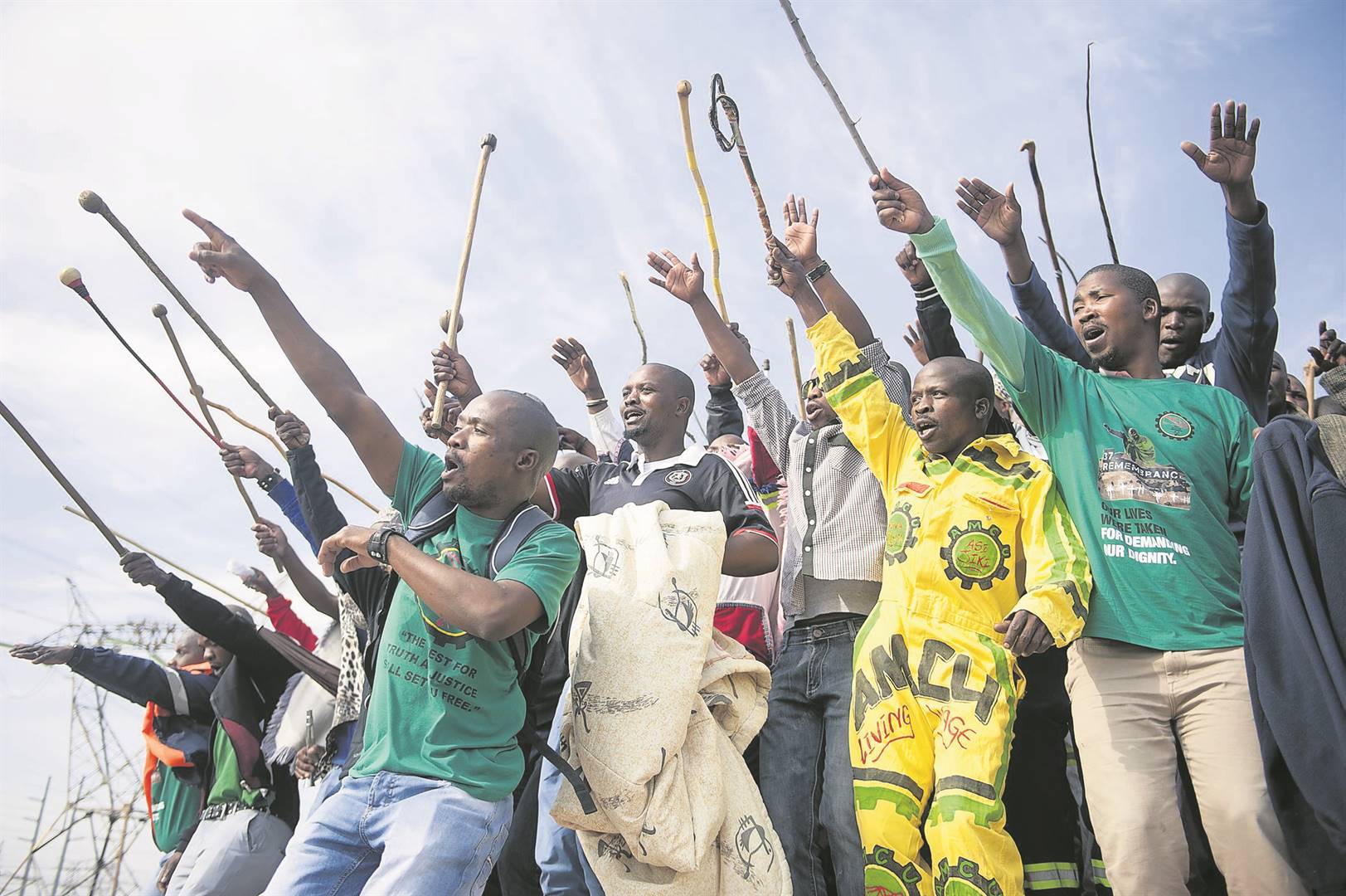 Amcu supporters at a Marikana commemoration Photo: Getty
