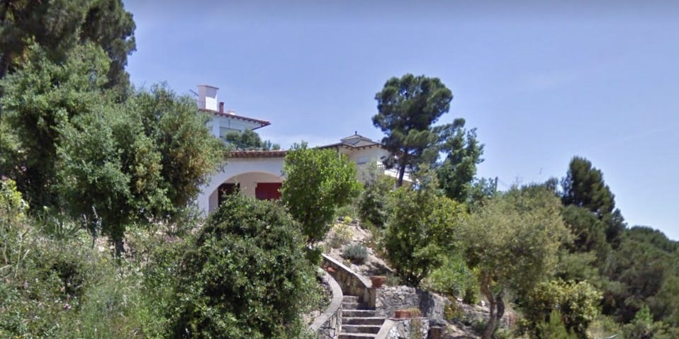 The grounds of Sergei Protosenya's rented Catalonian villa, as reported by local media, viewed from the road in 2011. Google Streetview