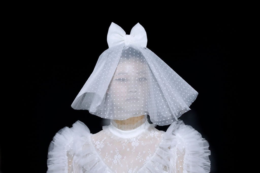 Model in Viktor & Rolf  2022 bridal collection at Barcelona Bridal Week. 
