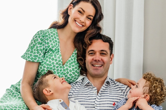 Former Miss World Rolene Strauss with her husband, D’Niel, and their two boys. (PHOTO: Christine le Roux) 