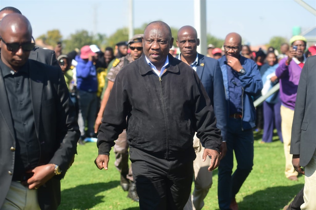 President Cyril Ramaphosa visited Rooiwal Wastewater Treatment Plant and also addressed residents of Hammanskraal regarding water issue. Photo by Raymond Morare 