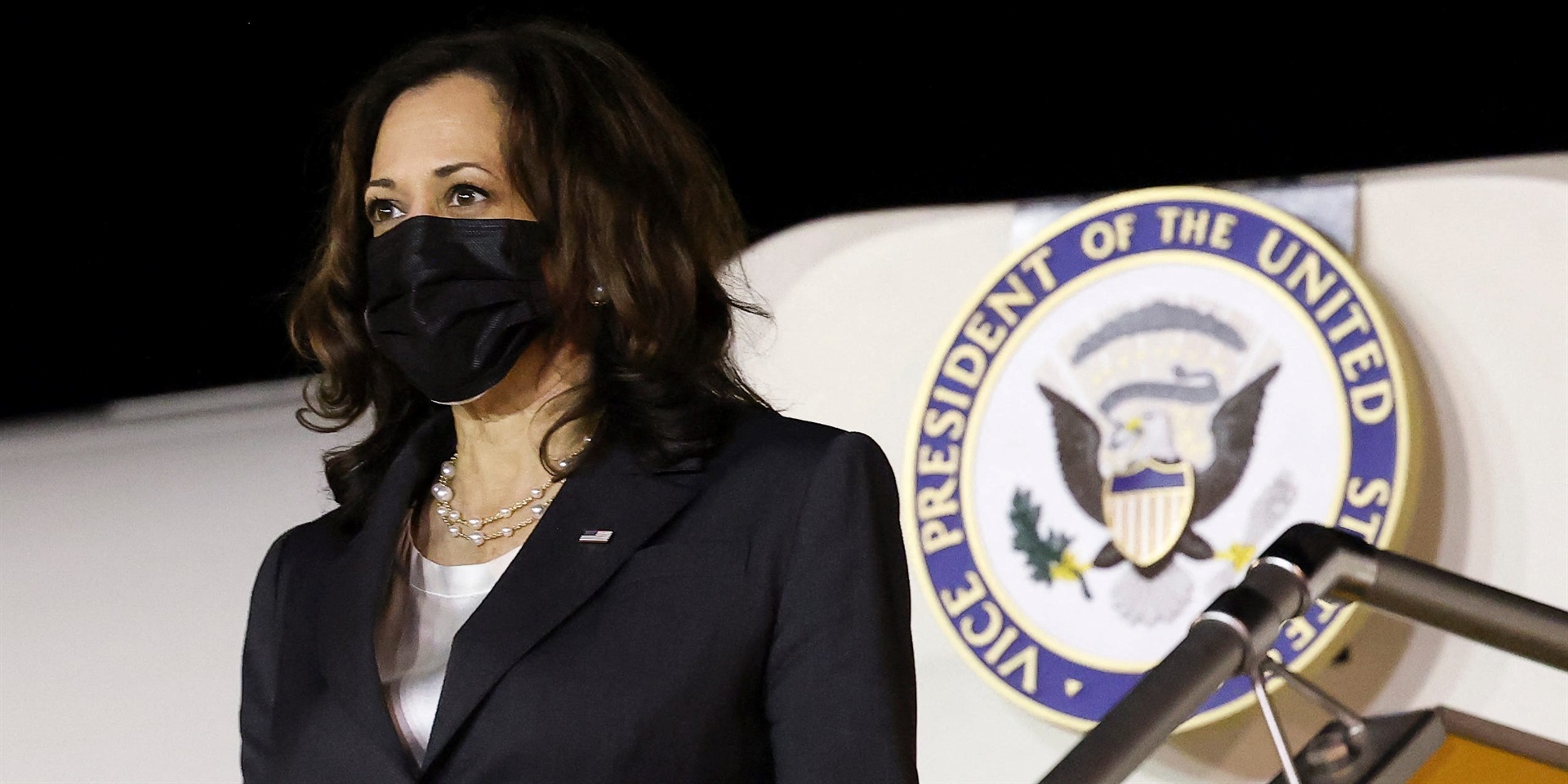 Vice President Kamala Harris leaves her plane in August 2021. Evelyn Hockstein/AFP via Getty Images