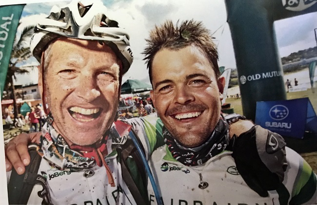 At the finish in Scottburgh in 2011 with partner Protea cricketer Jacques Rudolph. (Photo: Joberg2C)
