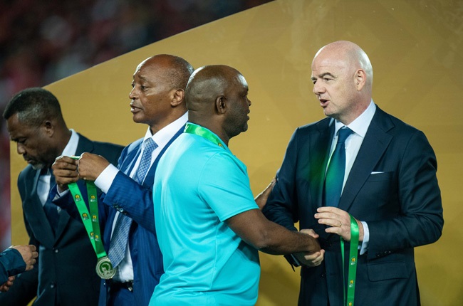 Pitso Mosimane and Gianni Infantino (Getty Images)