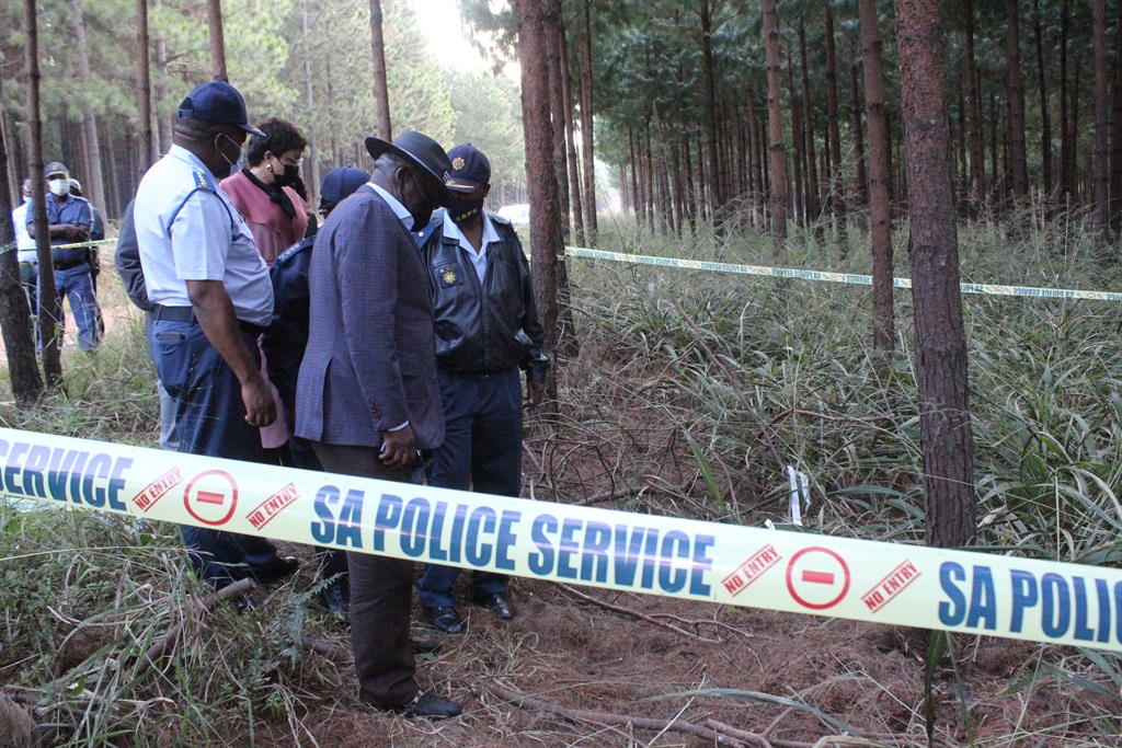 Police minister, Bheki Cele visited the scene of crime were Hillary Gardee was found.  Photo by Bulelwa Ginindza 
