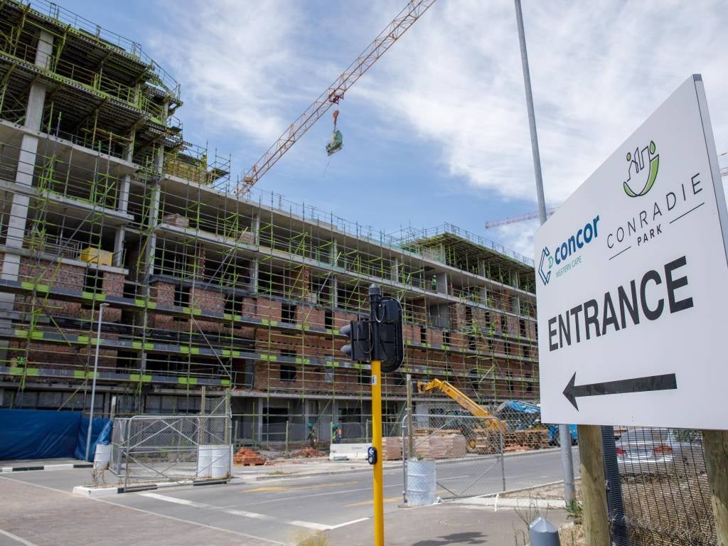 Construction is observed at Conradie Park Social Housing Project on 8 February 2022 in Cape Town.
